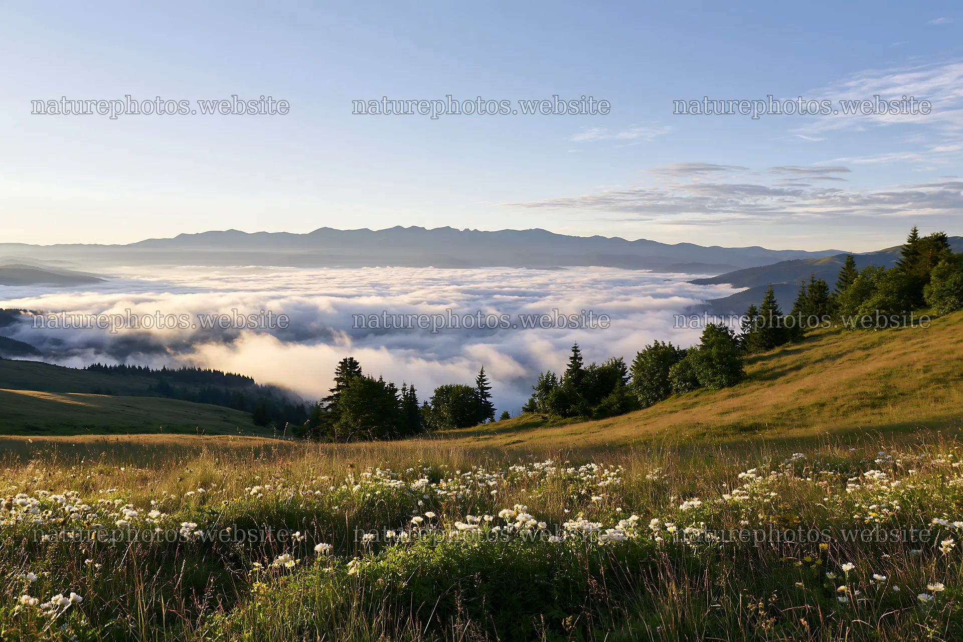 Transylvania summer meadow with clouds and mountains in view – nature photos 9722x6480