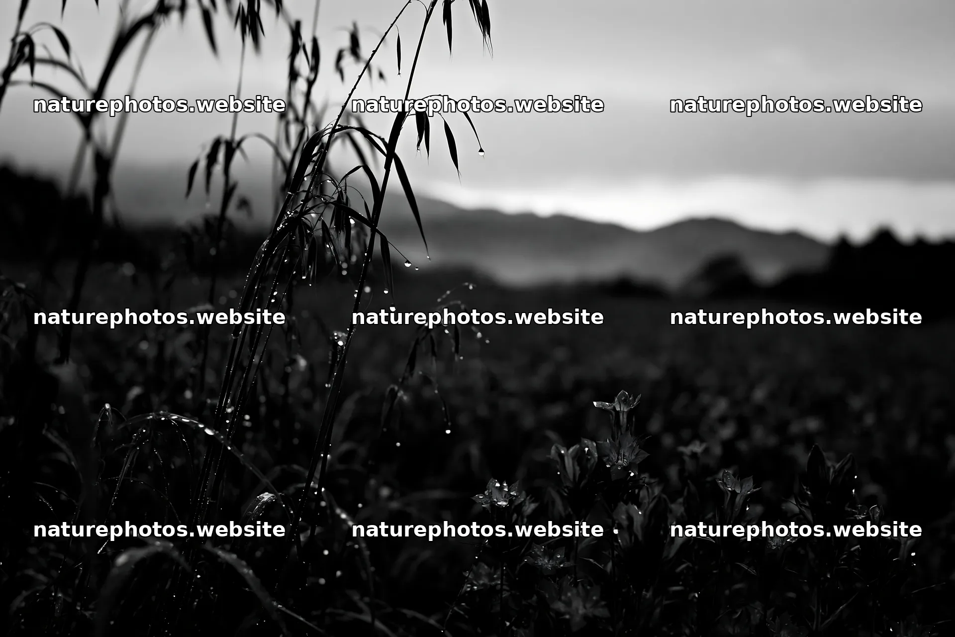 Iwate rain refreshed meadow seedhead foreground – nature photos 9722x6480