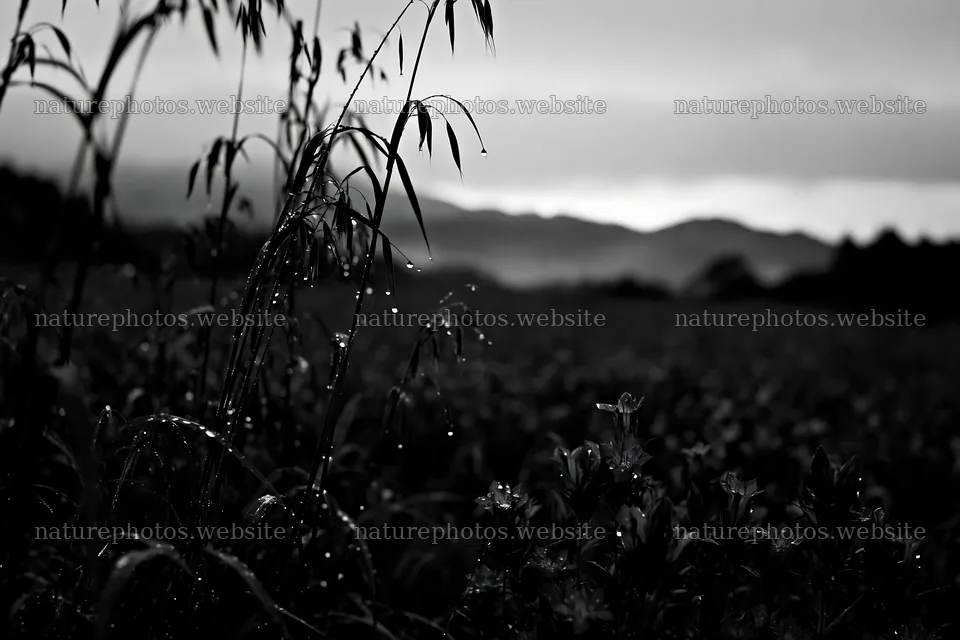 Iwate rain refreshed meadow seedhead foreground – nature photos 9722x6480