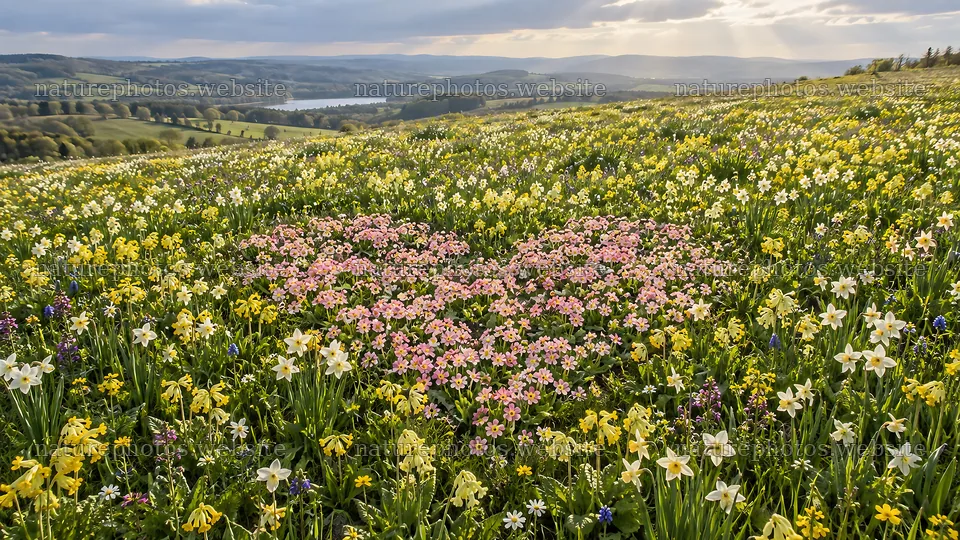 Heart-Shaped Flowers in a Spring Meadow – nature photos 10324x5812