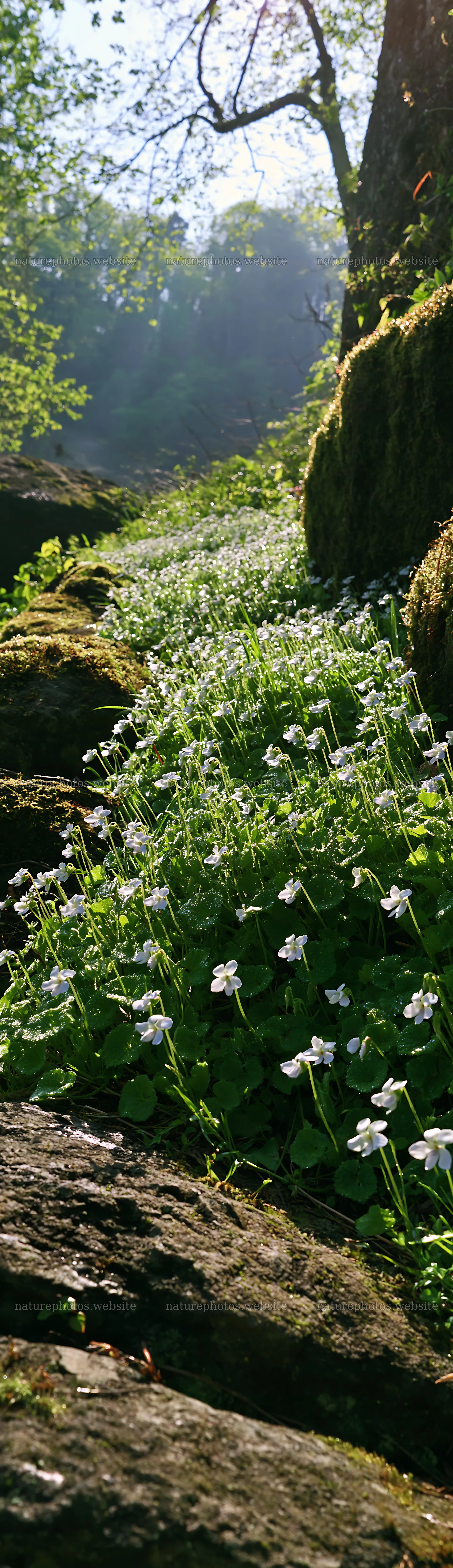 Miyagi spring recovery meadow mossy stone near flowing water – nature photos 4268x14762