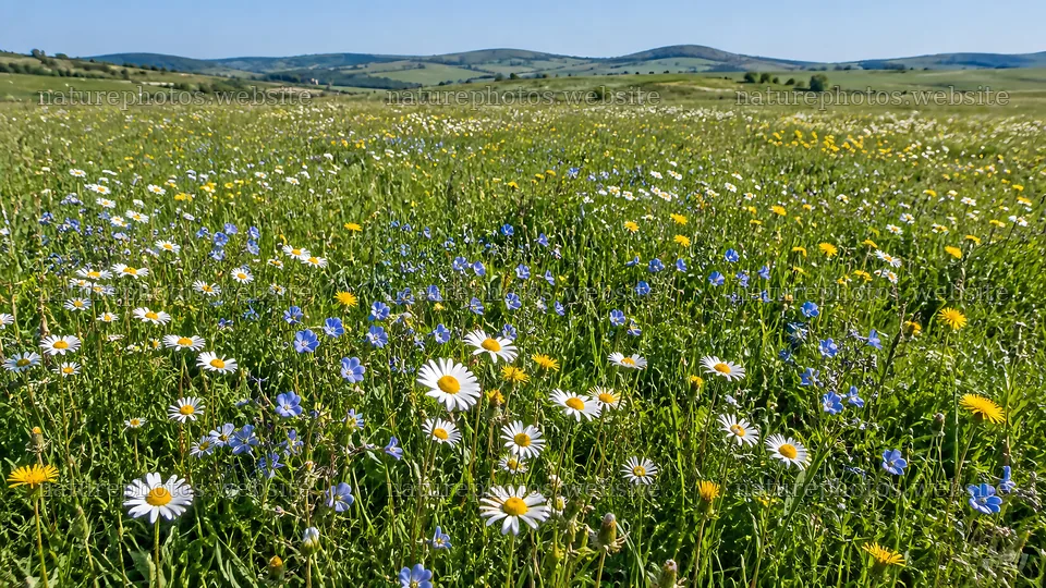 Colorful Wildflowers Across a Sunny Meadow – nature photos 10324x5812