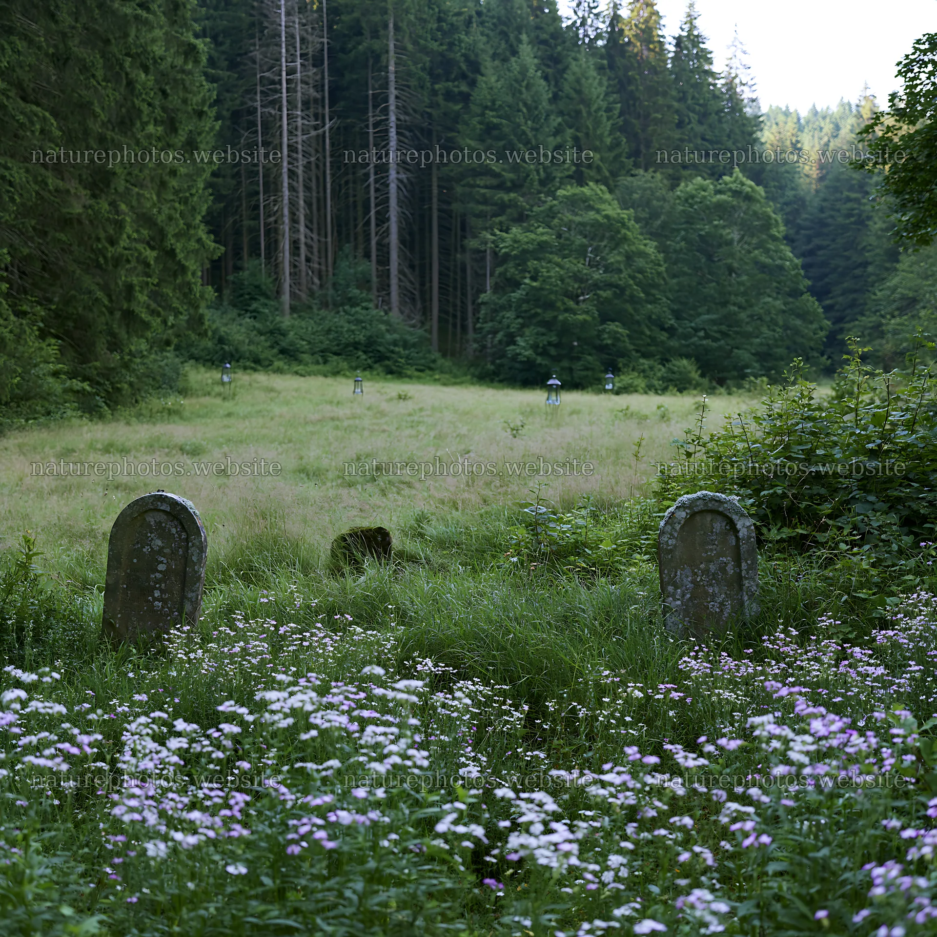 Expansive Christmas meadow with lanterns near a forest – nature photos 7938x7938