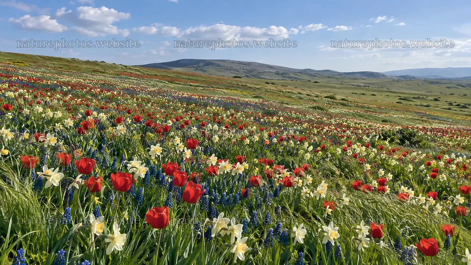 Delicate Spring Bulbs Across a Mountain Meadow – nature photos 10324x5812