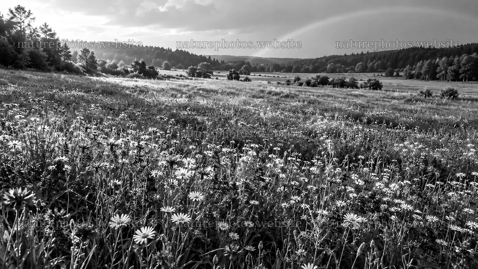 Rim-Lit Meadow in a Forest Clearing – nature photos 10324x5812