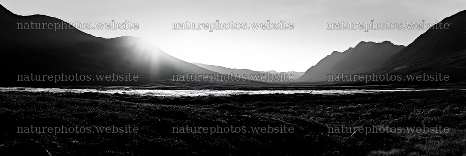 Sunlight breaks over Jotunheimen valley meadow landscape – nature photos 13690x4602