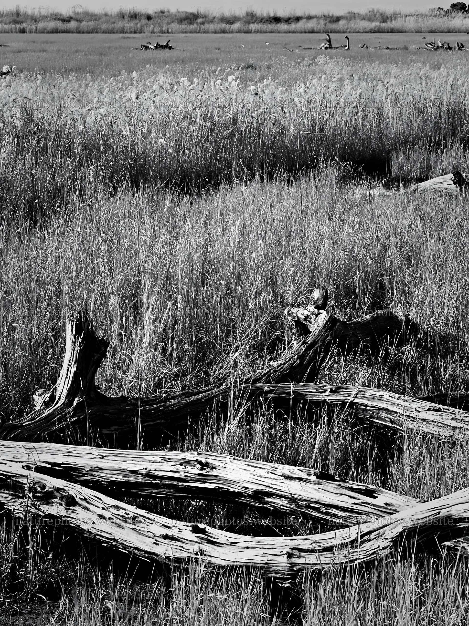 Driftwood in a coastal meadow of Chiba, Japan – nature photos 6866x9174