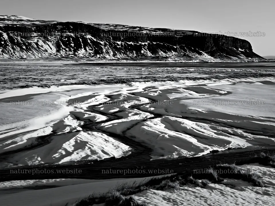 Snowbound meadow with snow-covered landscape and hills – nature photos 9174x6866