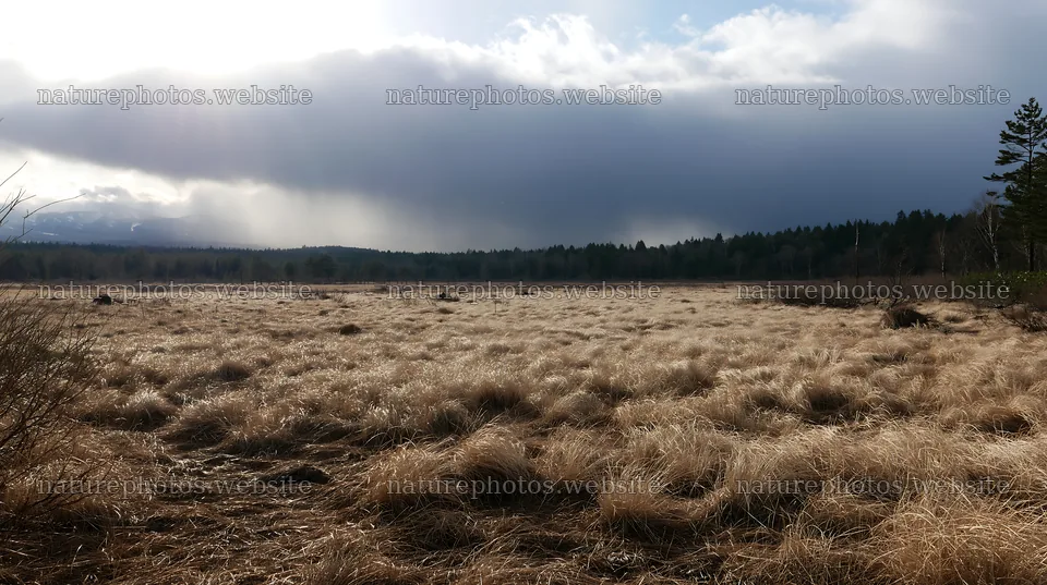 Akita snowmelt meadow with silver grasses under cloudy sky – nature photos 10608x5938