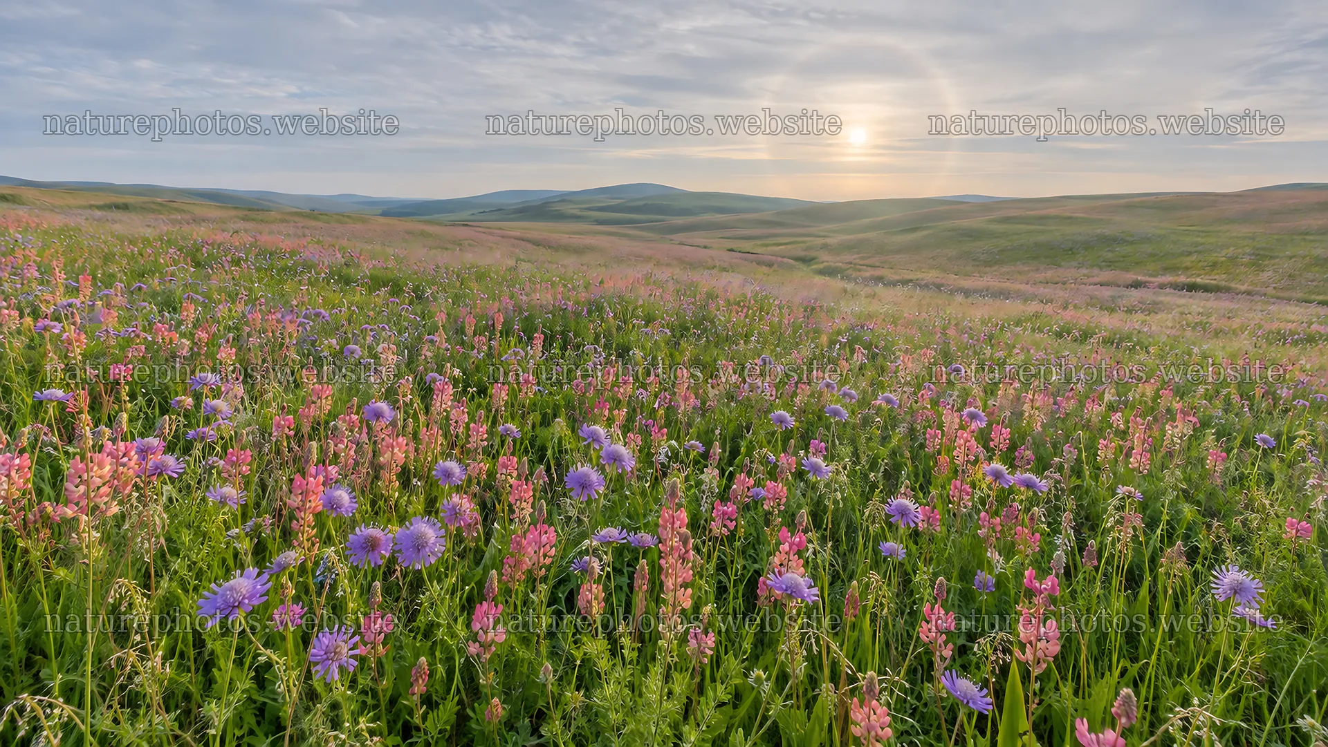 Wildflower Meadow Across Rolling Hills – nature photos 10324x5812