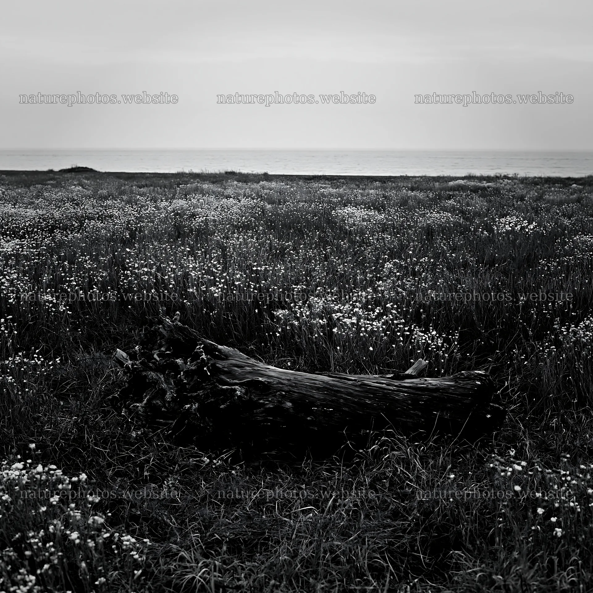 Chiba coastal climate meadow with driftwood in the foreground – nature photos 7938x7938