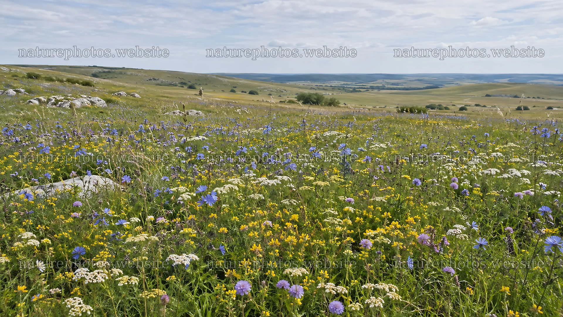 Colorful Wildflowers Across a Rolling Meadow – nature photos 10324x5812