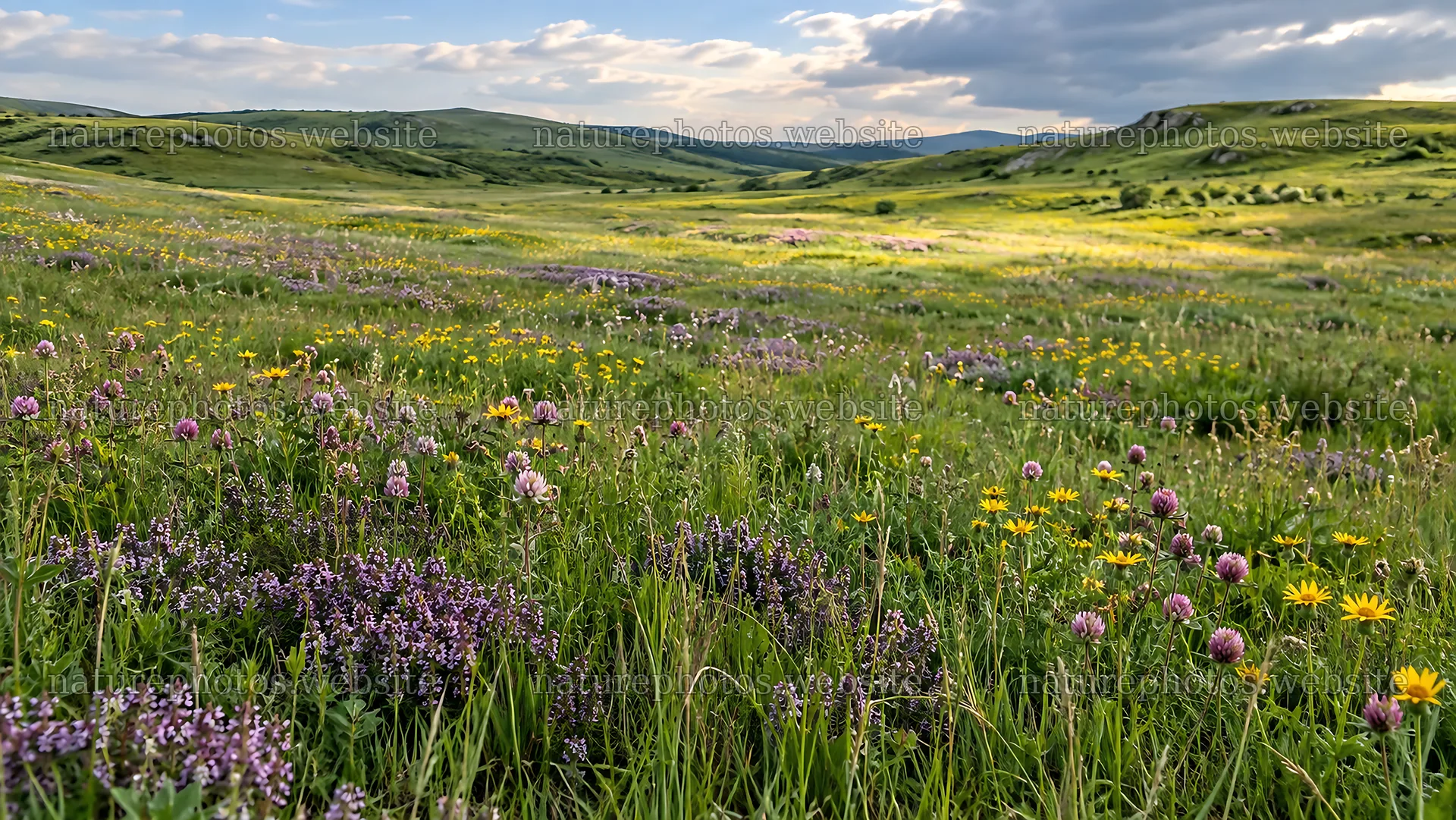 Wildflowers Across a Rolling Highland Meadow – nature photos 10324x5812