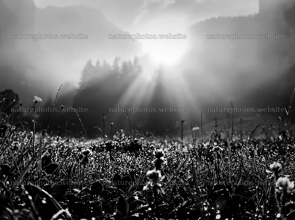Light rays shine over meadow in Lauterbrunnen Valley – nature photos 9174x6866