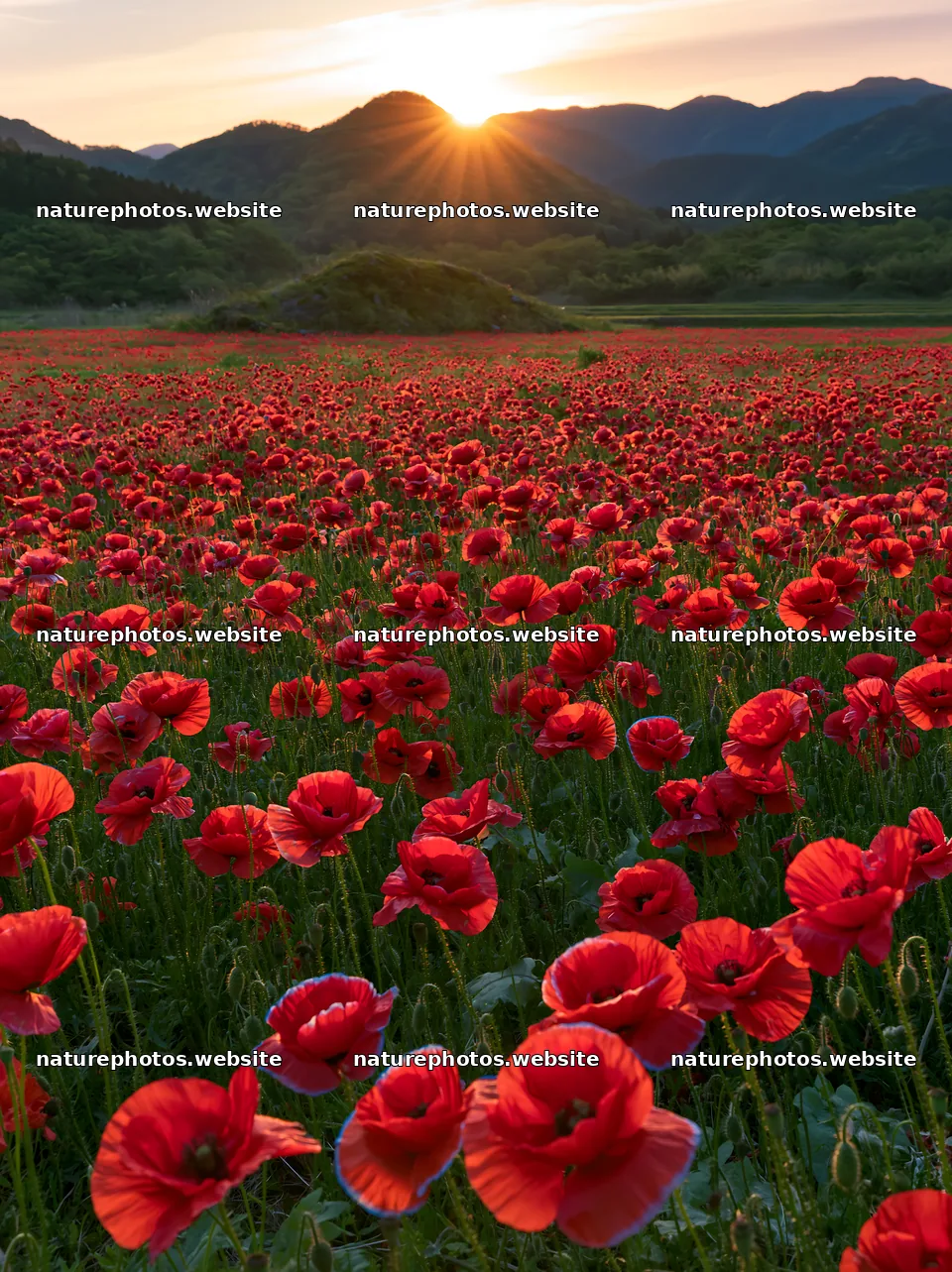 Miyagi spring recovery meadow mossy stone at sunset – nature photos 6866x9174