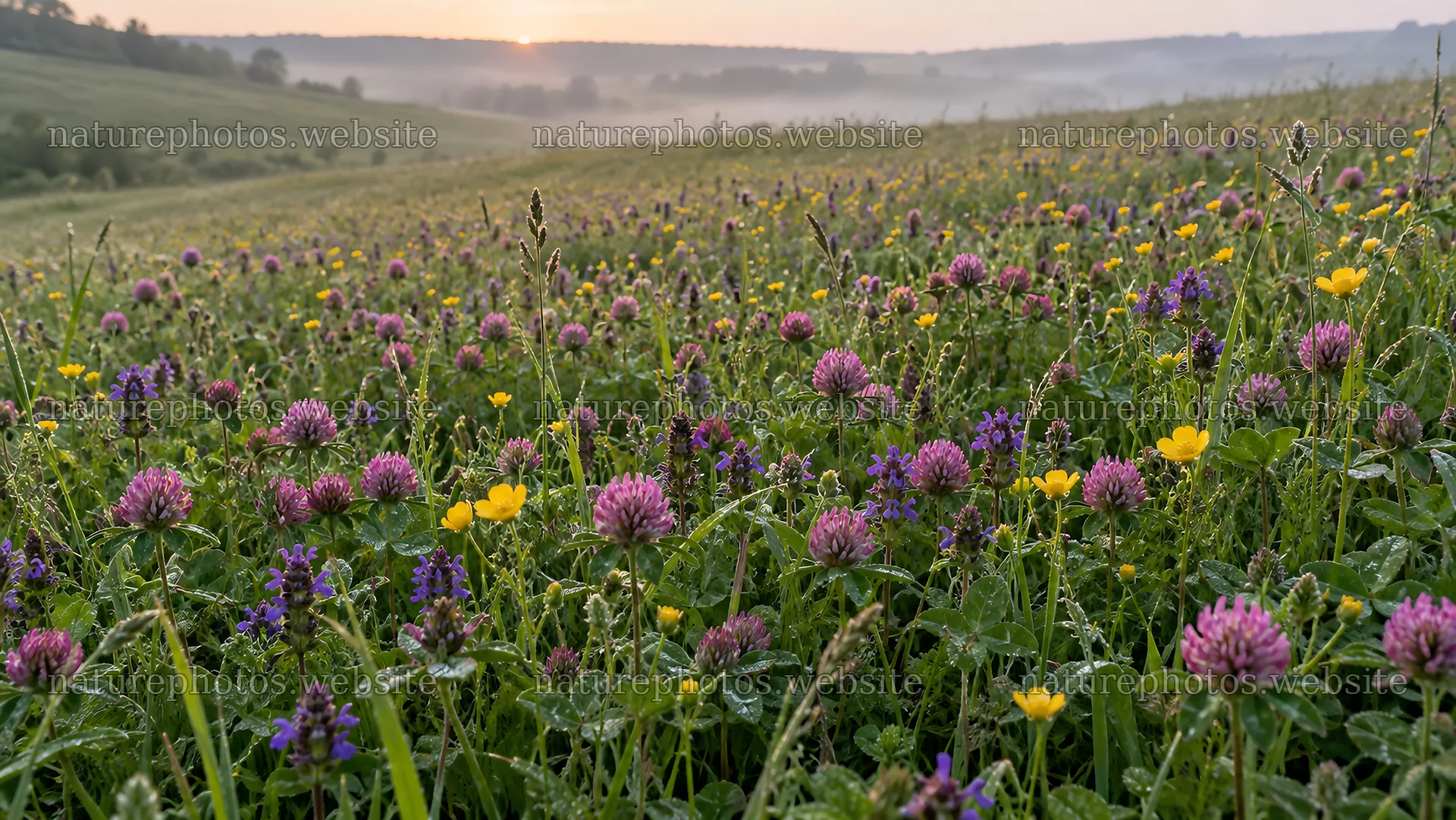 Wildflower Meadow in Morning Mist – nature photos 10324x5812