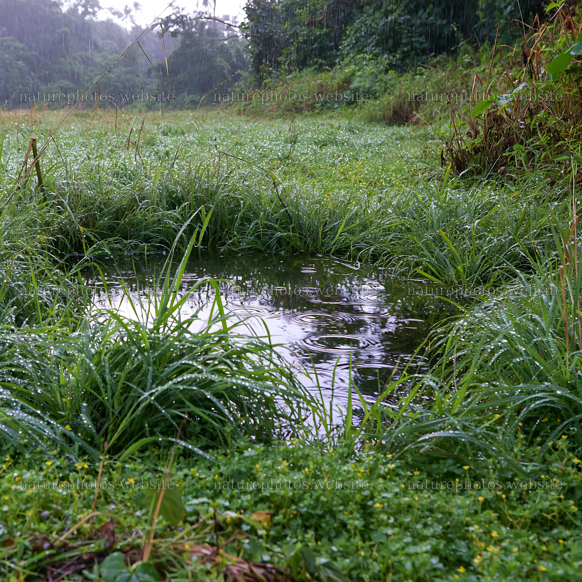 Kochi monsoon meadow rain beaded grasses – nature photos 7938x7938