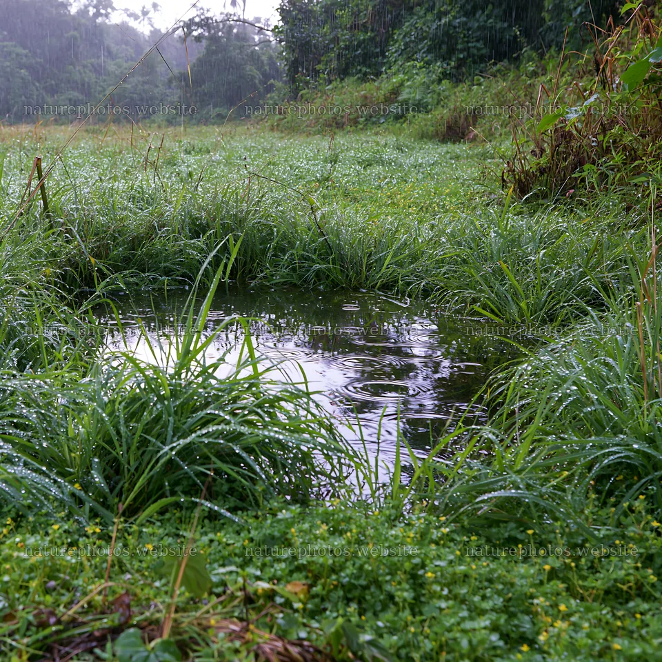 Kochi monsoon meadow rain beaded grasses – nature photos 7938x7938
