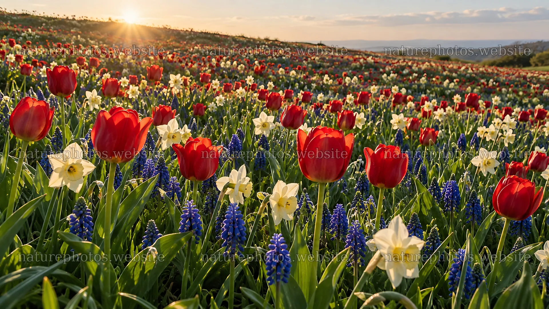 Spring Bulbs Across a Flowering Hillside – nature photos 10324x5812