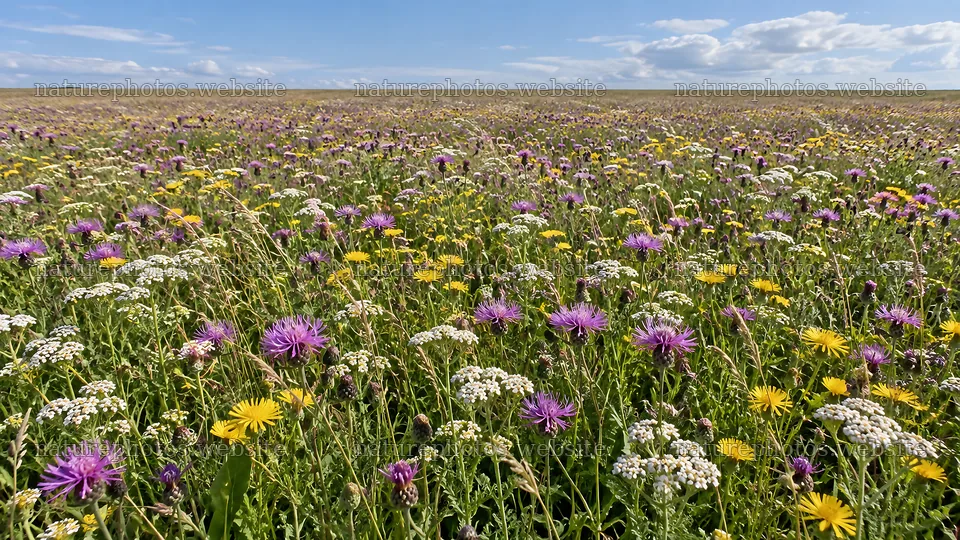 Colorful Wildflowers Across a Sunlit Meadow – nature photos 10324x5812