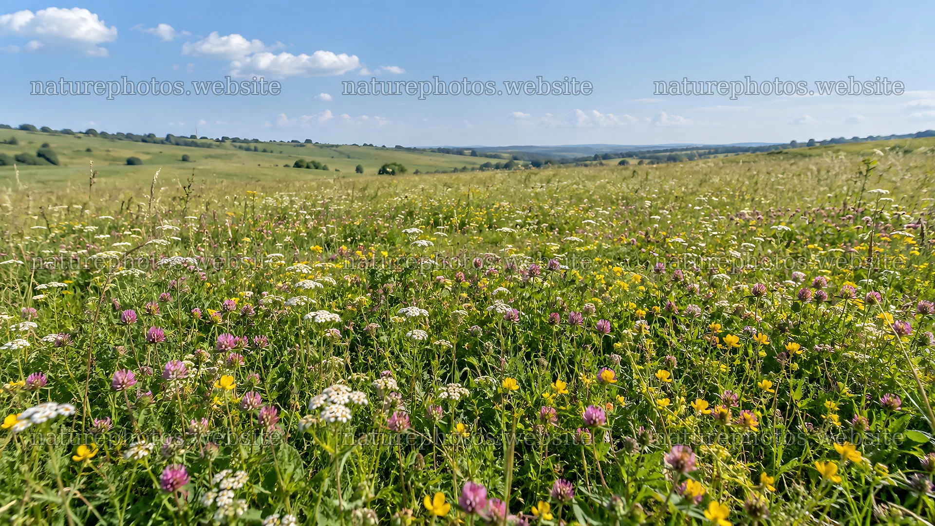 Colorful wildflowers across a rolling meadow – nature photos 10324x5812