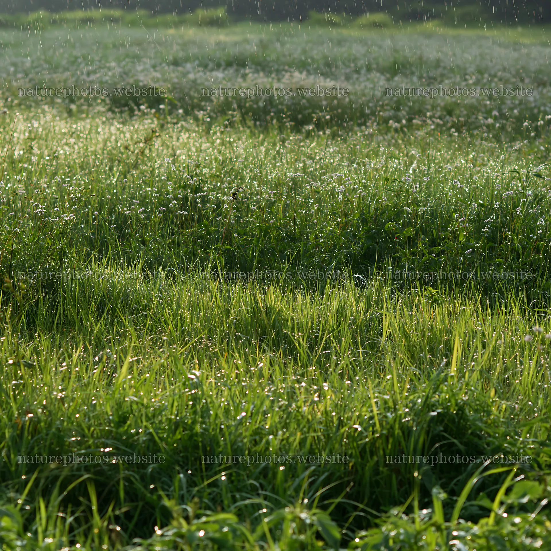 Kochi monsoon meadow rain beaded grasses in lush green setting – nature photos 7938x7938