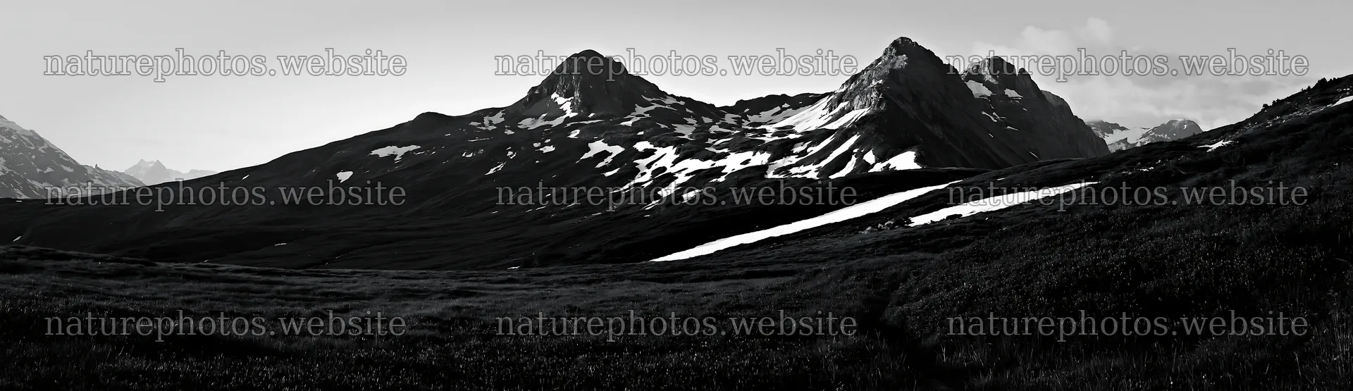 Swiss alpine meadow with mountains and snow – nature photos 14762x4268