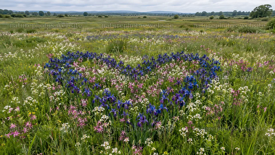 Heart-Shaped Blue Flowers in a Wildflower Meadow – nature photos 10324x5812