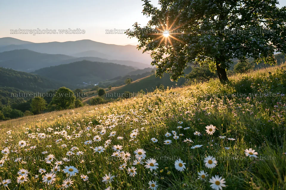 Summer hay meadow in Transylvania with blooming flowers – nature photos 9722x6480