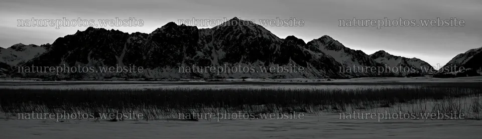 Lofoten coastal meadow winter snow captures mountains and fields – nature photos 14762x4268